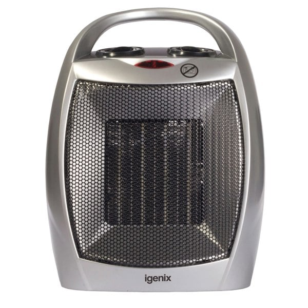 igenix Ceramic Fan Heater, 2 Heat Settings, 1800W, Silver