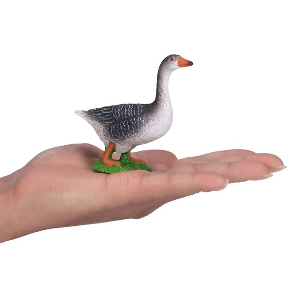 Mojo Fun Goose Grey Farmyard Toy Figure 8 cm Height Approx - 381039