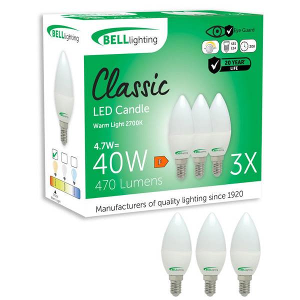 BELL Lighting Dimmable E14 LED Candle 4.7W Energy Saving Light Bulbs