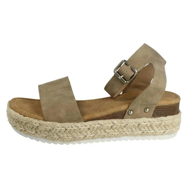Savannah Ladies Savannah Buckle Fastening Ankle Strap Wedge Sandals F12095