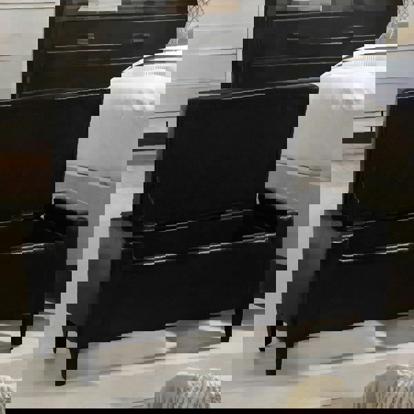 Rafaelo Mobilia Tufted Faux Leather Ottoman Bench Seat With Storage Black