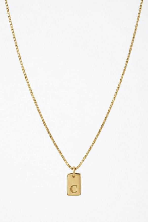 Serla Initial Pendant Gold Plated Necklace Letter C