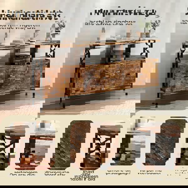 Levede TV Stand Cabinet Industrial TV Unit with 3 Drawers 3 Shelves for 65 Inch