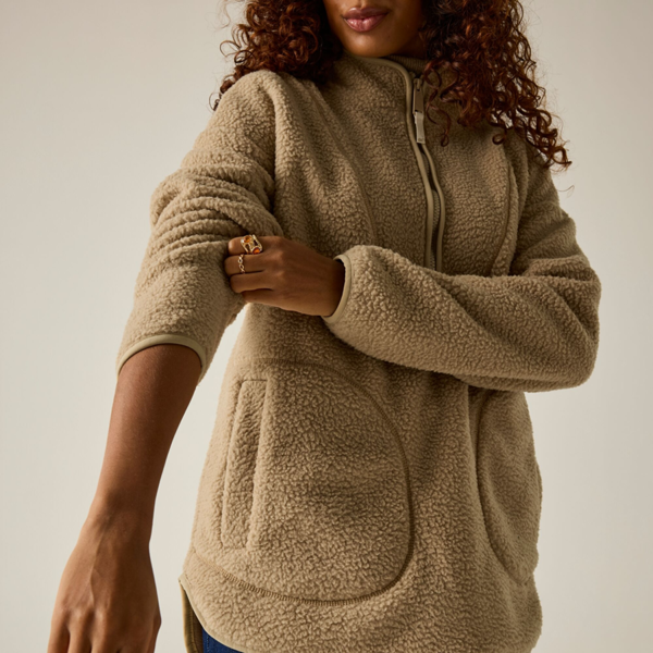 Regatta Womens Frankie Borg Half Zip Longline Fleece Top - Barleycorn