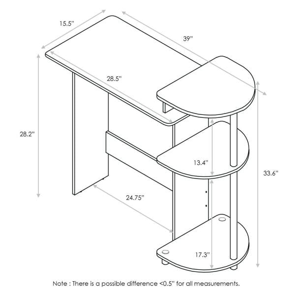 WALPLUS Compact Computer Desk with Shelves, Americano/Black | Modern Desk Designed for Contemporary Interiors