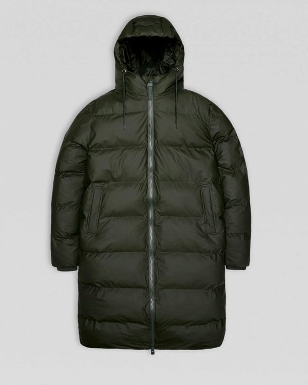 Rains Alta Long Unisex Puffer Jacket - 03 Green