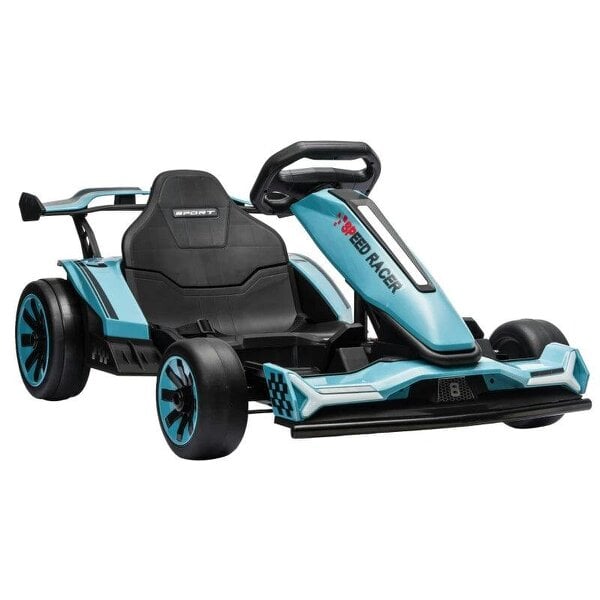 24V Electric Go Kart for Kids 6-12 Years with Drift Mode, Adjustable Seat, 3 Speed, Slow Start, Light Blue