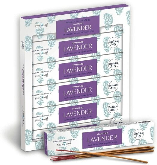Stamford Indian Arts Lavender Hand Rolled Masala Incense Sticks, 6 packs x 15 sticks