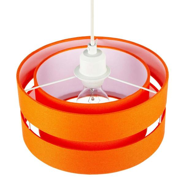 Modern Orange Linen Fabric Triple Tier Ceiling Pendant Light Shade Image 4