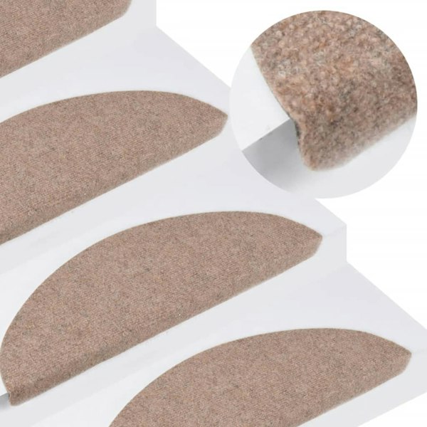 Berkfield Stair Mats Self-adhesive 10 pcs Beige 65x22.5x3.5 cm