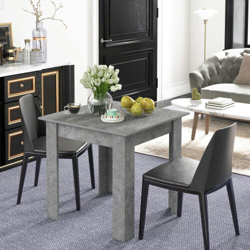 Wyld Haus Kava Cement Grey Square Dining Table With Faux Cement Finish Compact Modern Style