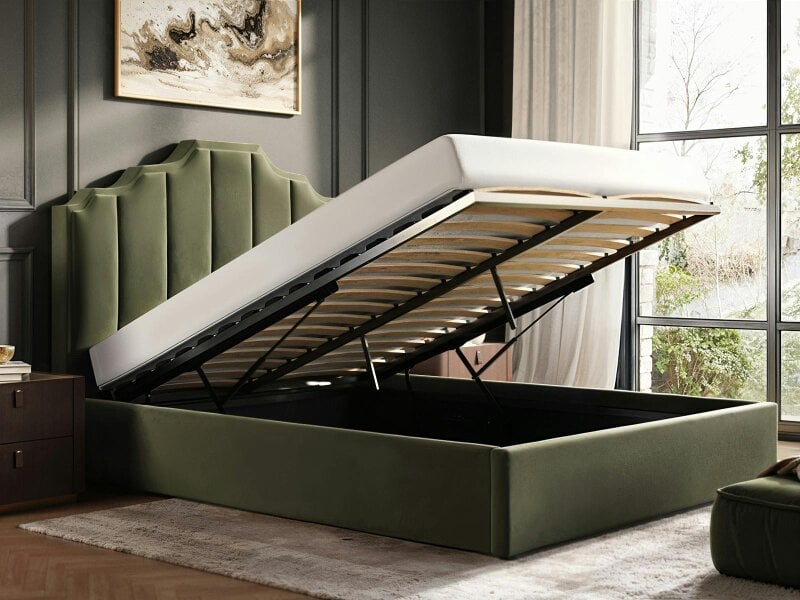 Flair Margot Ottoman Bed Khaki Green Velvet