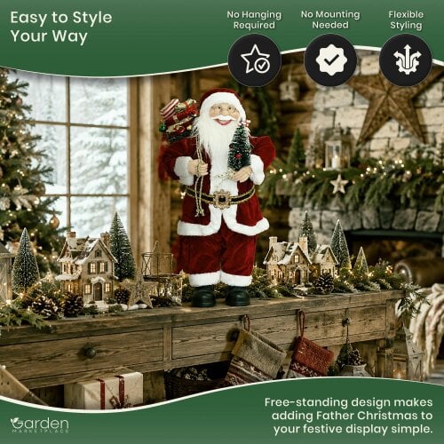 Santa Claus Christmas Figure with Presents & Tree – 60cm Ornament