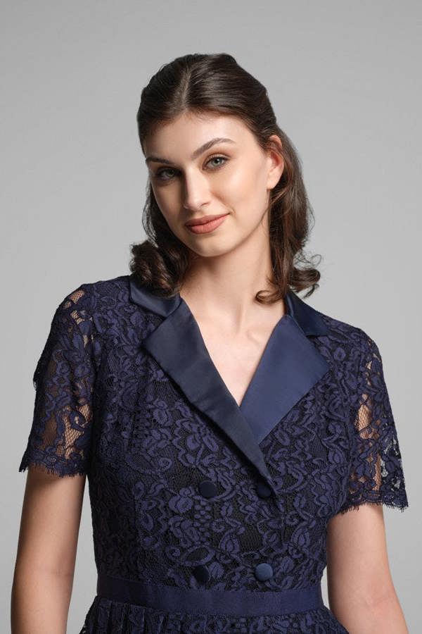 Rumour London Bella double-breasted lace midi dress
