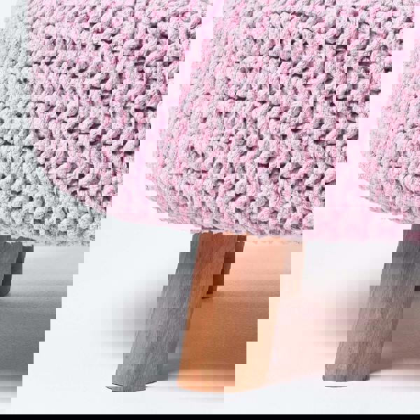 HOMESCAPES Large Round Cotton Knitted Footstool on Legs