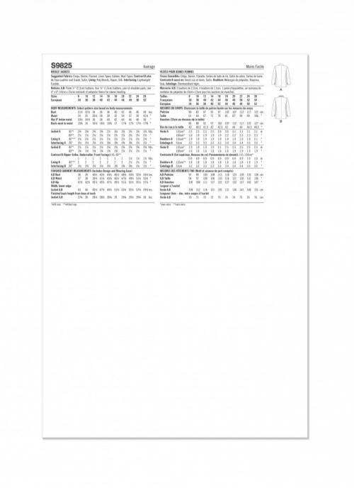 Simplicity Sewing Pattern 9825, Jackets for Women, K5 (8-10-12-14-16) - Intermediate