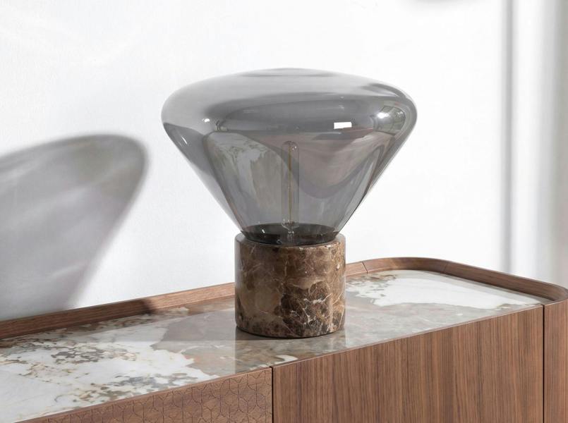 Angel Cerdá Table lamp in grey smoked mirror-effect glass and porcelain marble 8115