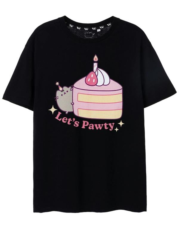 Pusheen Womens Black Let's Pawty Short Sleeved T-Shirt