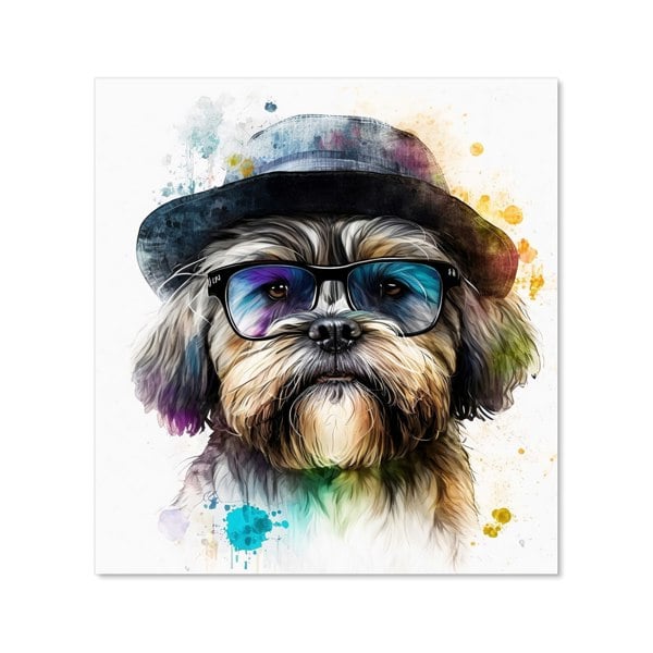 Warren Reed - Designer Lhasa Apso Dog With Glasses Splashart Kitchen Splashback