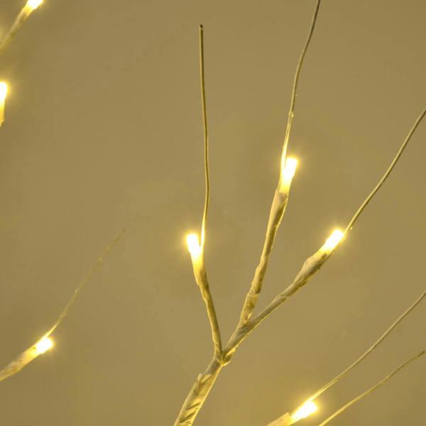 Dyzi 4ft Pre-Lit Artificial Birch Tree 72 Warm White LED Lights