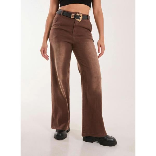 Pink Vanilla Acid Wash Wide Leg Jeans