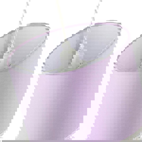Cute and Modern Lilac Cotton 10" Lamp Shade with White Woolly Pom Poms Image 4