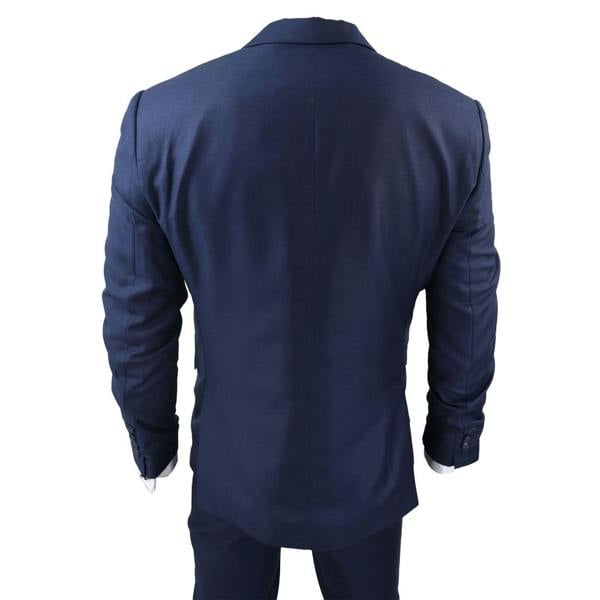 TruClothing Mens IM1 Classic Plain Navy 3 Piece Suit