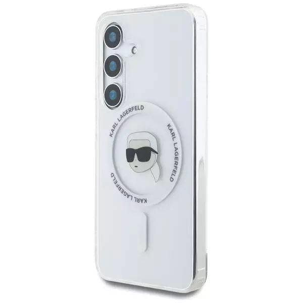 Karl Lagerfeld Button Karl Head Printed Logo Case with MagSafe for Samsung Galaxy S25 6.2" Clear - KLHMS25SHLSKIH
