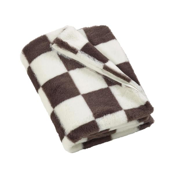 Catherine Lansfield Cosy Soft Checkerboard Fleece Blanket Throw Chocolate