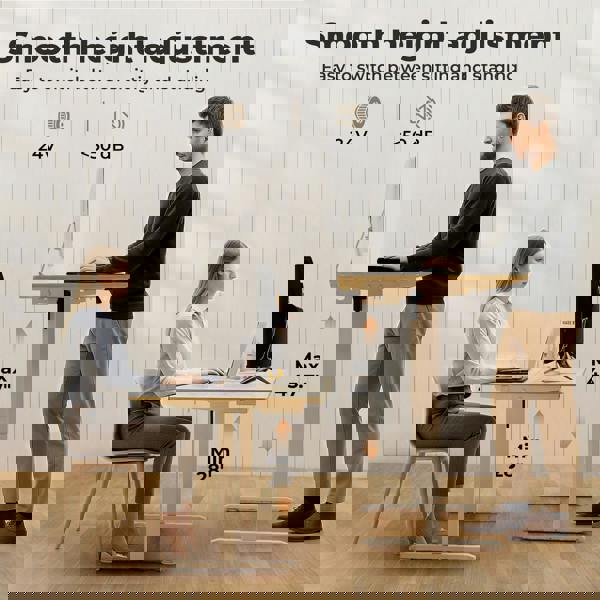 Levede Electric Standing Desk  Adjustable Height Workstation Metal Frame Natural