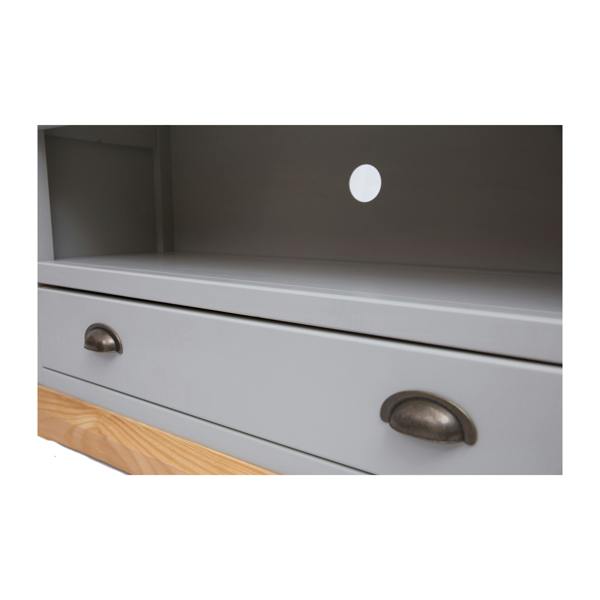 Cabinet Bits Bomporto Light Grey 1 Drawer TV Cabinet Brass Cup Handle