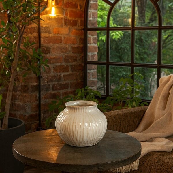 Wyld Haus Windmere White Squat Textured Ceramic Vase