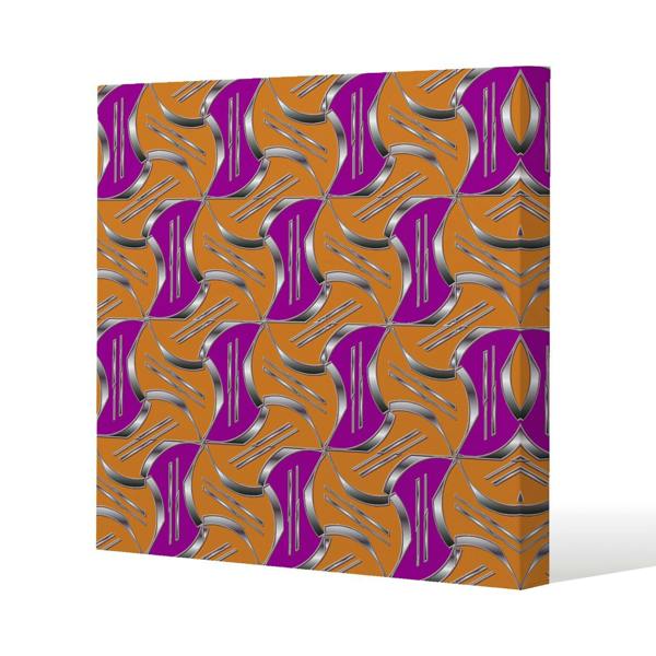 Benjamin Tate Design Geo Metalic Shapes Slim Style Canvas Print  40x40cm , 15mm Slim Real wood.