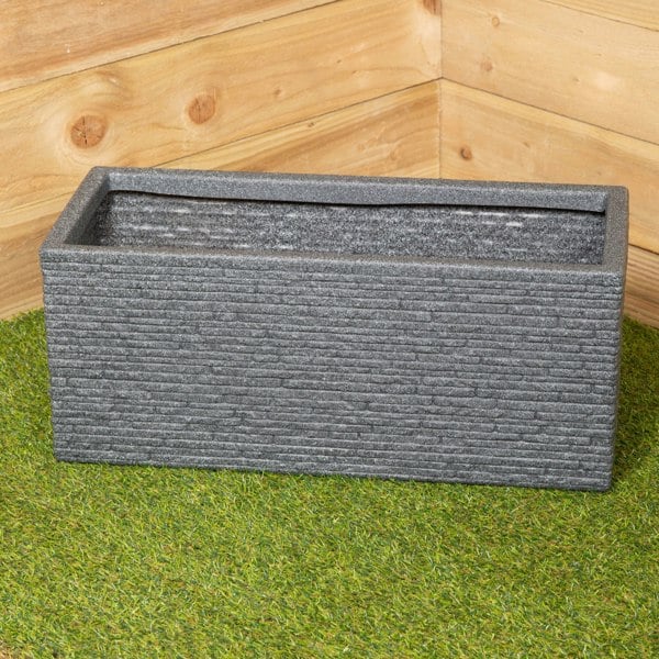 Samuel Alexander 25cm Plastic Ash Grey Slate Effect Garden Patio Trough