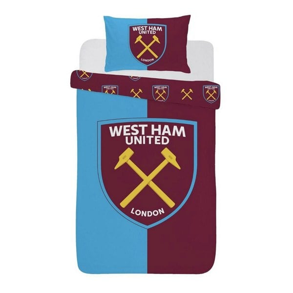 West Ham United FC Reversible Crest Duvet Cover Set - Claret/Blue/Yellow