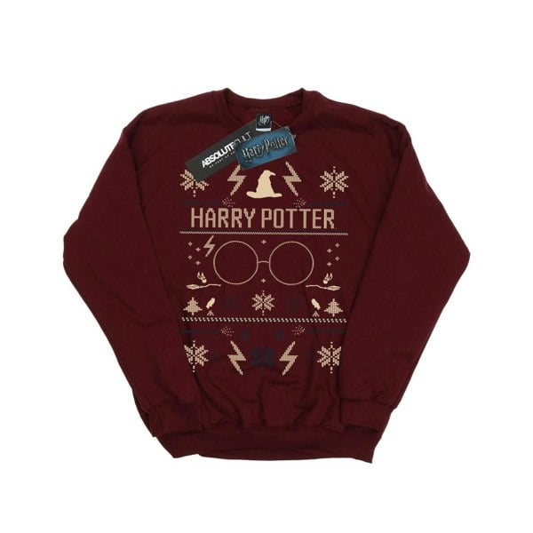 Harry Potter Girls Christmas Pattern Sweatshirt - Burgundy