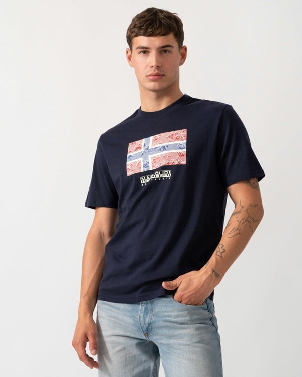Napapijri Drapeau Mens Short Sleeve T-Shirt - Blue Marine 176