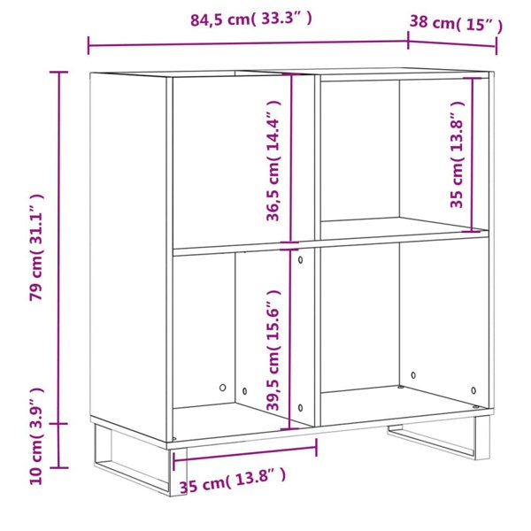 Berkfield Record Cabinet Smoked Oak 84.5x38x89 cm Engineered Wood