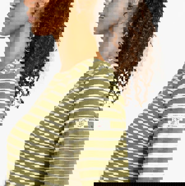 Joules HARBOUR Boat Neck 100% Cotton Breton Top Green Stripe