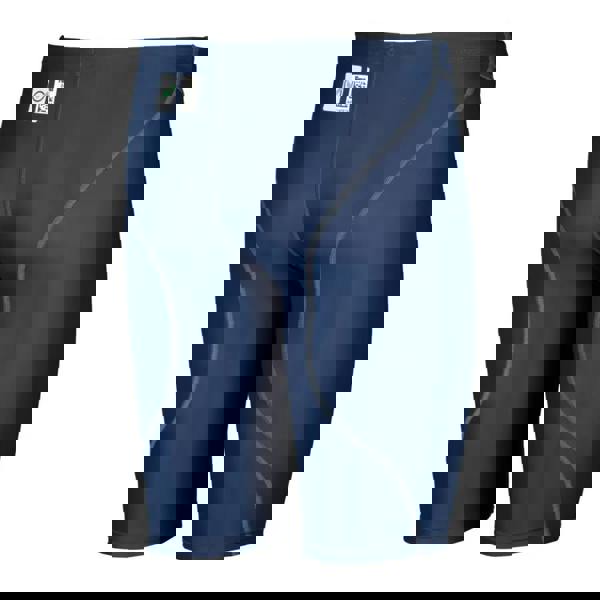 Sleek Navy Arena Powerskin ST NEXT Jammer shorts with gray accents and mild compression