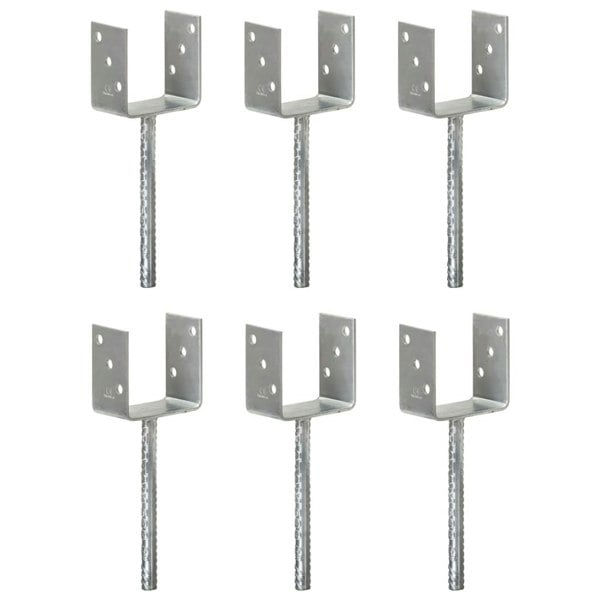 Berkfield Fence Anchors 6 pcs Silver 10x6x30 cm Galvanised Steel