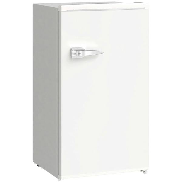 White under-counter fridge with external handle and flat front door