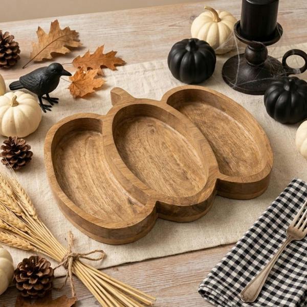 Garden Greatness Harvest Pumpkin Wooden Serving Tray