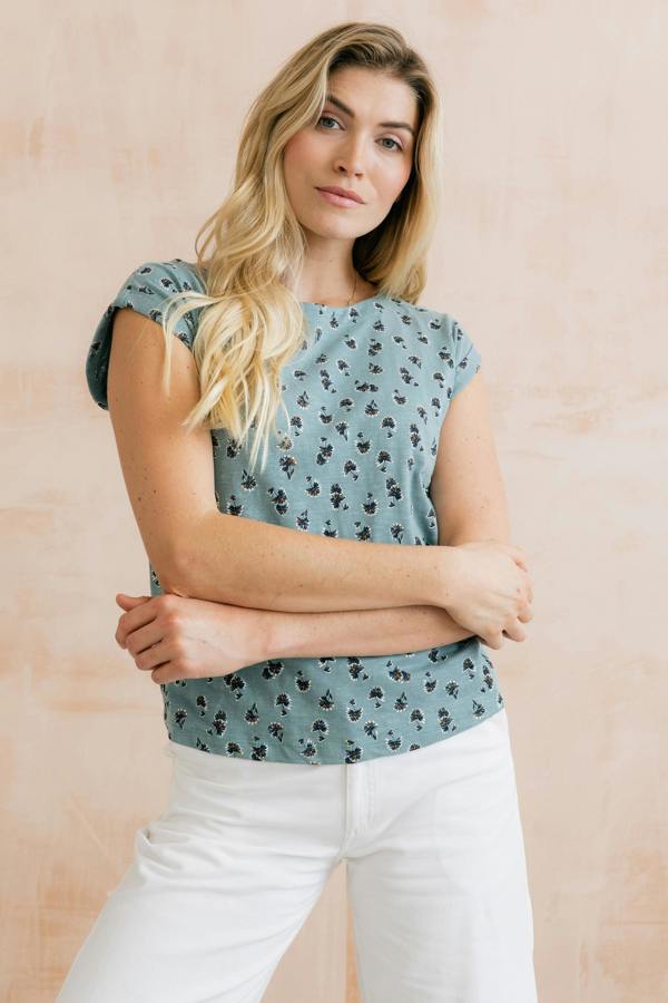 Lily & Me Sway Organic Cotton Jersey T-Shirt Verbena Ocean