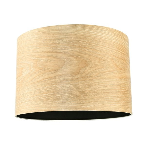 Designer Bamboo Wood Effect Round Lamp Shade with Inner Black Lining Image 1
