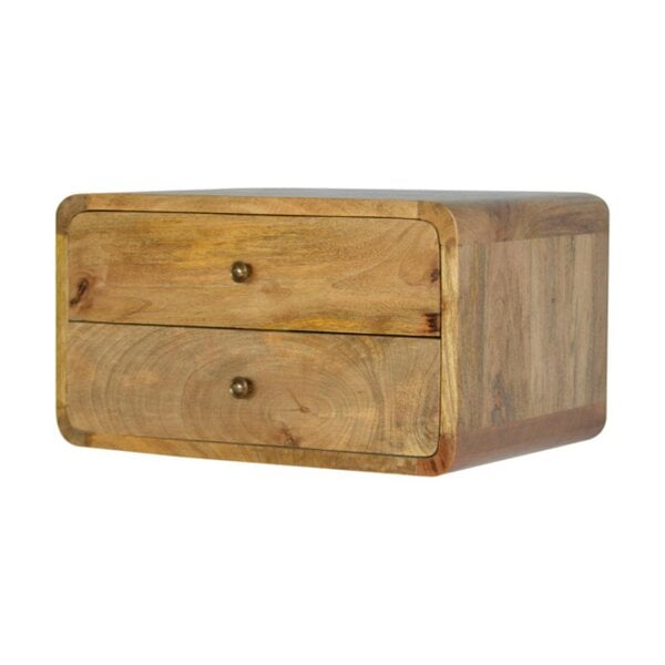 Wyld Haus Gradara Natural Oak Mango Wood 2 Drawer Floating Bedside Table