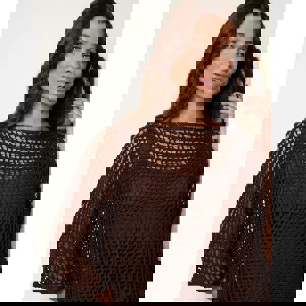 Blue Vanilla Round Neck Net Top