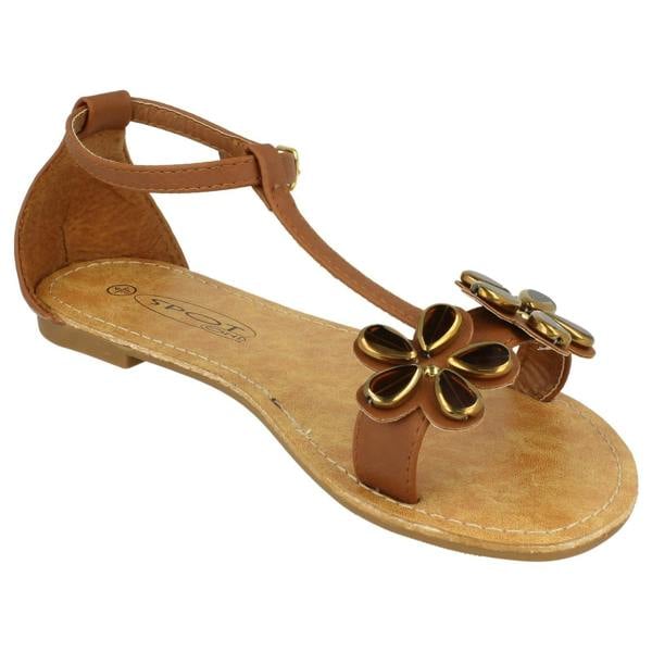 Spot On Ladies Spot On T-Bar Ankle Strap Summer Sandals