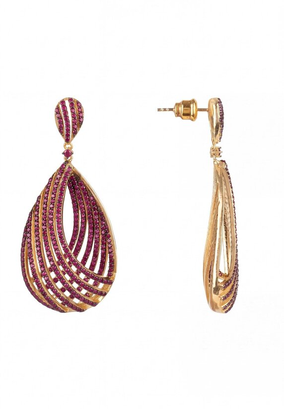 Latelita Vortex Teardrop Earrings Ruby Pink Gold