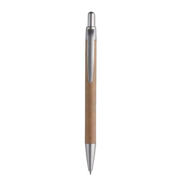 MidOcean Pushton Cardboard Ballpoint Pen - Matt Silver Grey - 